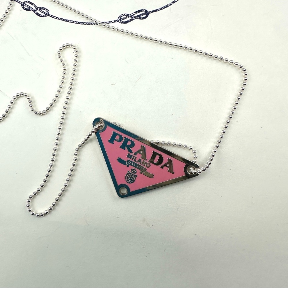 Prada Pink Triangle Necklace - Picture 13 of 13